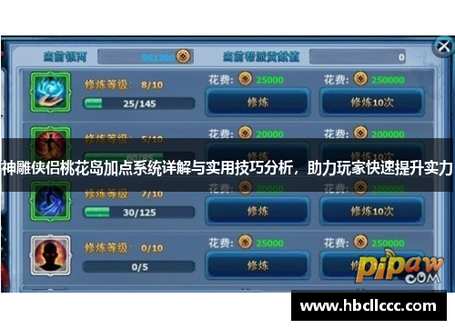 神雕侠侣桃花岛加点系统详解与实用技巧分析，助力玩家快速提升实力